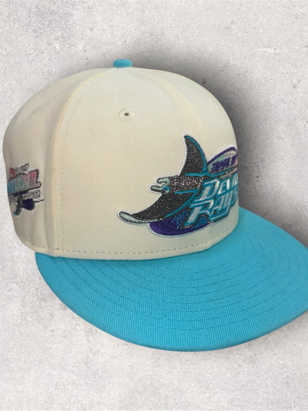 Tampa Bay Devil Rays New Era SnapBack Adjustable Hat White Turquoise Purple